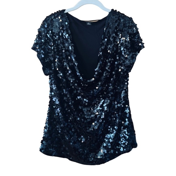 INC Cowl Neck Sequin Top - Picture 1 of 2